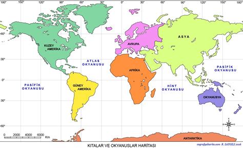 okyanuslar ve kıtalar haritası